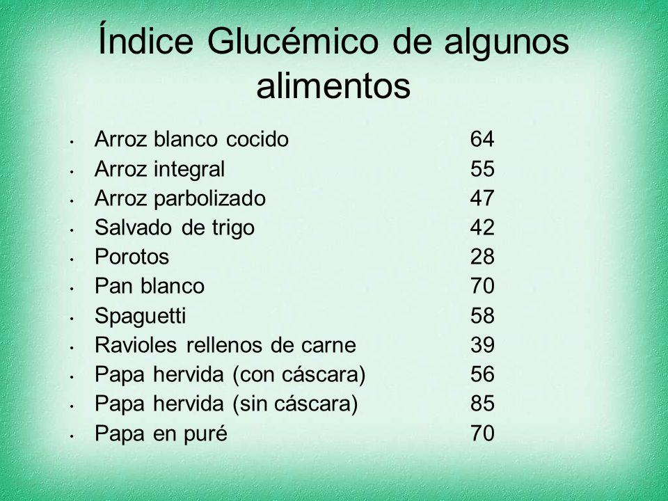 Indice glucemico papa y arroz